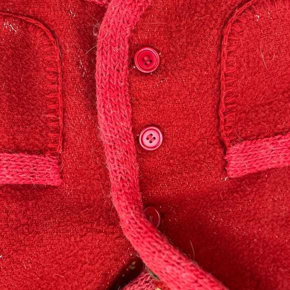 Vintage 80’s wool shawl collared jacket with crewel embroidery & blanket stitch - Picture 9 of 14